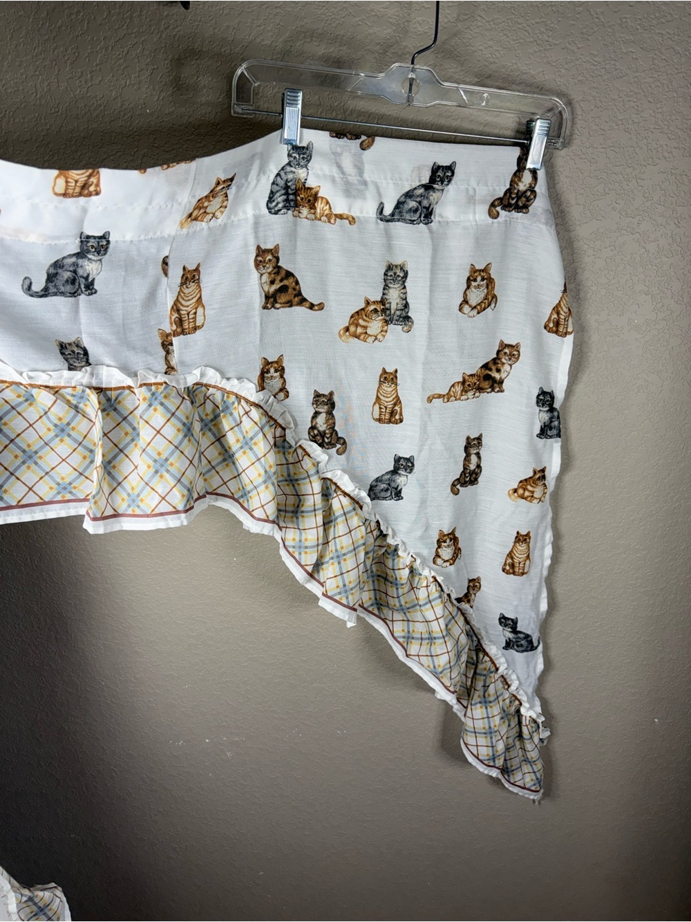 White Cat Kitchen Curtain